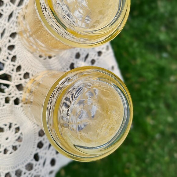 Libbey tumbler drinking glasses set of 2 woven rattan cane pattern vintage 1970s - Picture 4 of 9